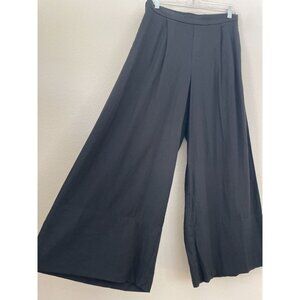 Banana Republic Womens Small Tall Black Wide Leg Crop Pants Linen Blend